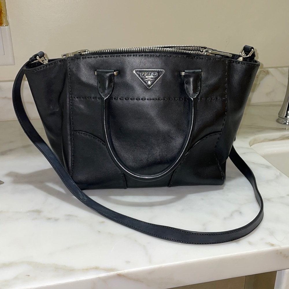 Prada (authentic) city calf double zip tote